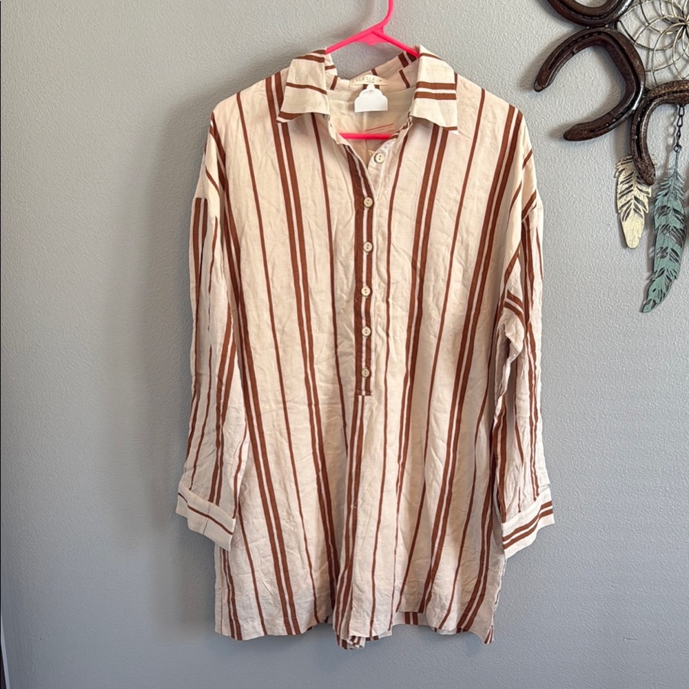 ILLA ILLA Brown and Cream Striped Romper